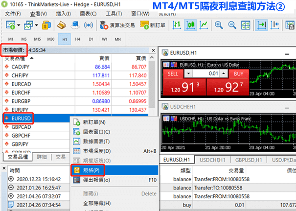 MT5外匯平台隔夜利息查詢