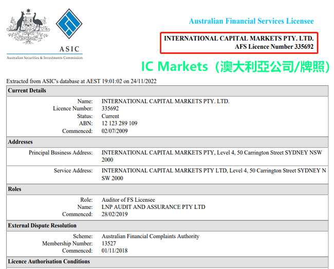 IC Markets澳大利亞牌照